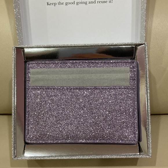 NWT Kate Spade Lilac Frost Sparkle Glitter Tinsel Boxed Small Card Holder Wallet - Picture 9 of 16